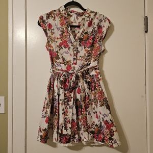 Floral button front dress